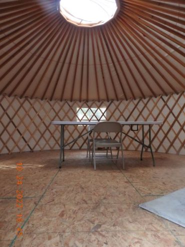 Custom Made 17ft. Yurt, Poplar/Douglas Fir, With Platform and Wood Stove – minimally used