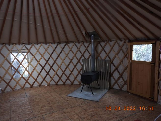 Custom Made 17ft. Yurt, Poplar/Douglas Fir, With Platform and Wood Stove – minimally used