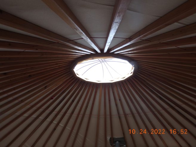 Custom Made 17ft. Yurt, Poplar/Douglas Fir, With Platform and Wood Stove – minimally used