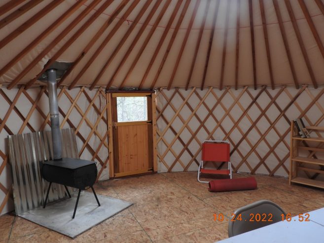 Custom Made 17ft. Yurt, Poplar/Douglas Fir, With Platform and Wood Stove – minimally used