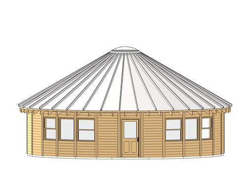 Smiling Woods Ponderosa 35′ Solid Wood and Metal Yurt