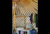 Cozy 12′ Mongolian Yurt, Platform, Wood Stove