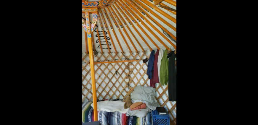 Cozy 12′ Mongolian Yurt, Platform, Wood Stove